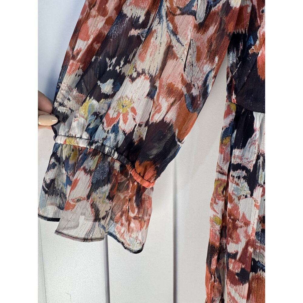 Donna Ricco Floral Dress Size 14 Fit & Flare Pleated Midi Wedding Guest Cocktail - Picture 5 of 12